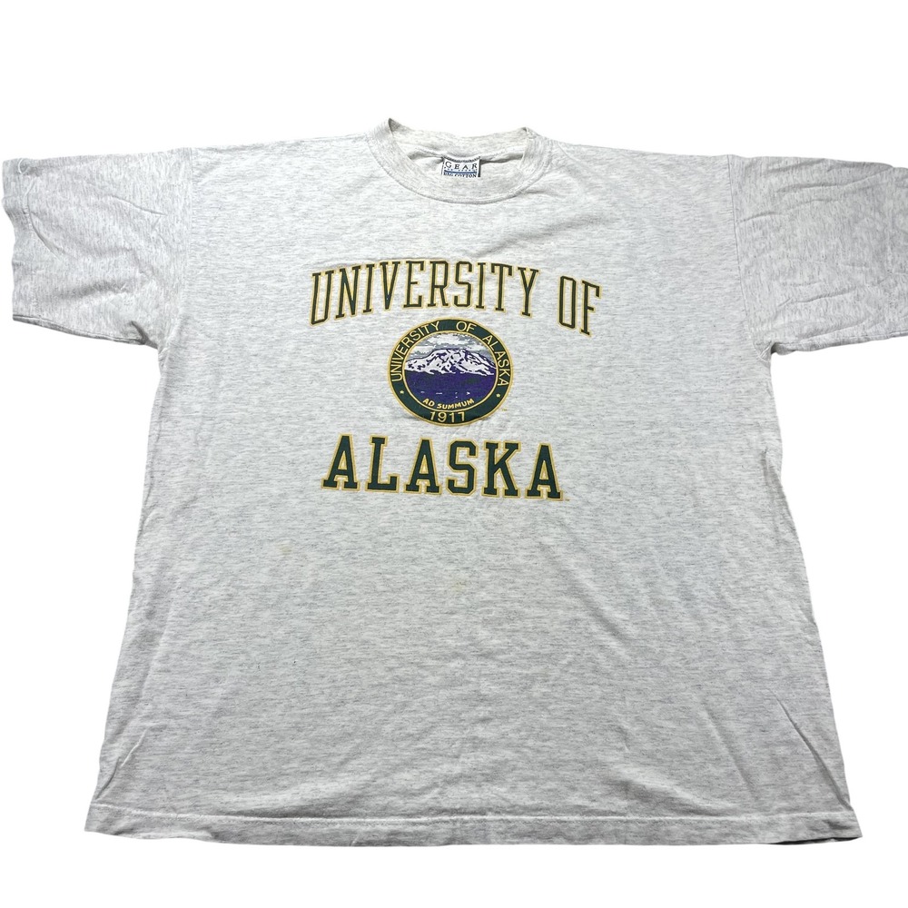 Vintage University of Alaska Shirt Mens XL Gray College Tee Gear For Sports USA